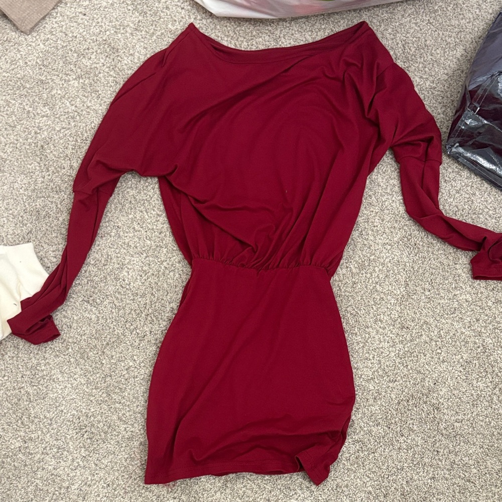 Burgundy Long Sleeve Dress